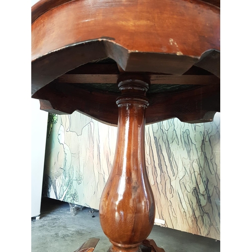 152 - Vintage Victorian Style Occasional Round Marble Top Table on Carved Solid Wood Tripod Base (Ø53cm x ... 