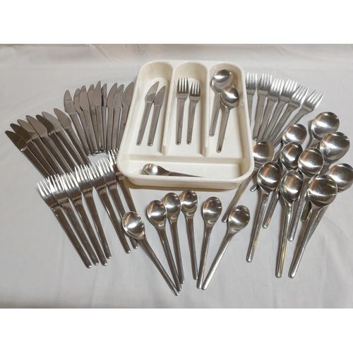 322 - Foreign 18-8 Stainless Steel Cutlery Set (60's Early 70's Design) in Plastic Holder