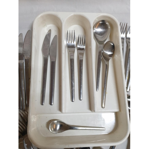 322 - Foreign 18-8 Stainless Steel Cutlery Set (60's Early 70's Design) in Plastic Holder