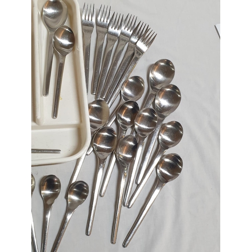 322 - Foreign 18-8 Stainless Steel Cutlery Set (60's Early 70's Design) in Plastic Holder