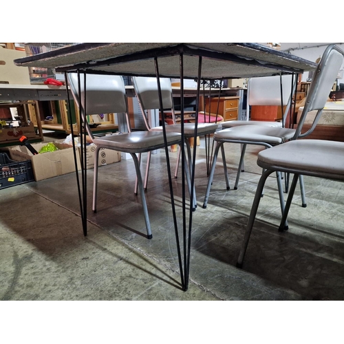 262 - Rectangular Kitchen Table with Wood Effect Top and Metal Legs (Approx. 139 x 79cm), Together with Se... 