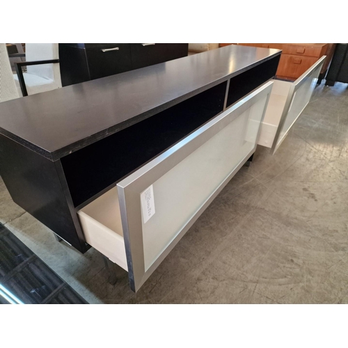 74 - BoConcept 'Volani' Two Piece Media Sideboard; Wenge Colour Drawer Unit with Stainless Steel Legs, Pa... 