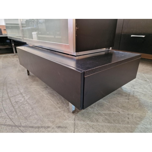 74 - BoConcept 'Volani' Two Piece Media Sideboard; Wenge Colour Drawer Unit with Stainless Steel Legs, Pa... 