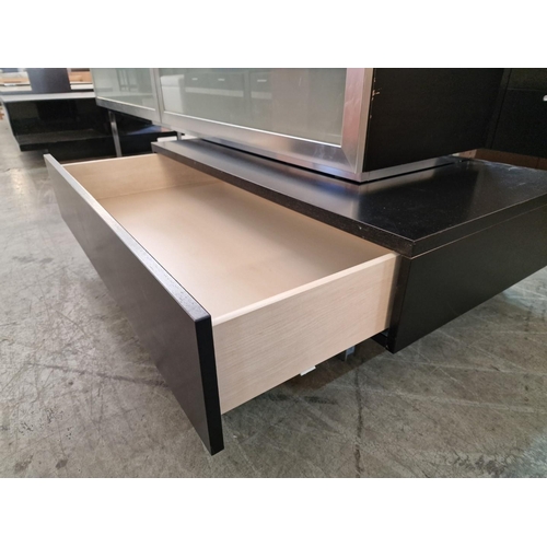 74 - BoConcept 'Volani' Two Piece Media Sideboard; Wenge Colour Drawer Unit with Stainless Steel Legs, Pa... 