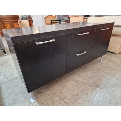 75 - BoConcept 'Basic2' Sideboard; A Modern / Designer Wenge Colour Sideboard with 2-Cupboards with Glass... 