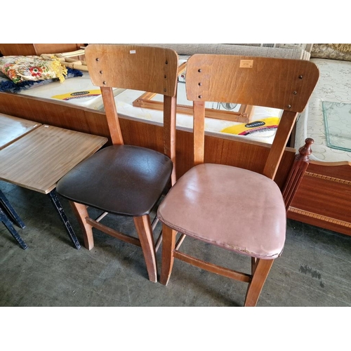 522 - 2 x Vintage Wooden Chairs with Vinyl Seats, Together with 4 x Coffee / Side Tables with Metal Legs a... 