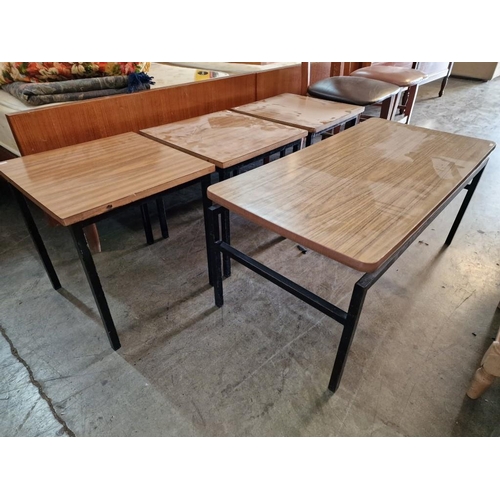 522 - 2 x Vintage Wooden Chairs with Vinyl Seats, Together with 4 x Coffee / Side Tables with Metal Legs a... 