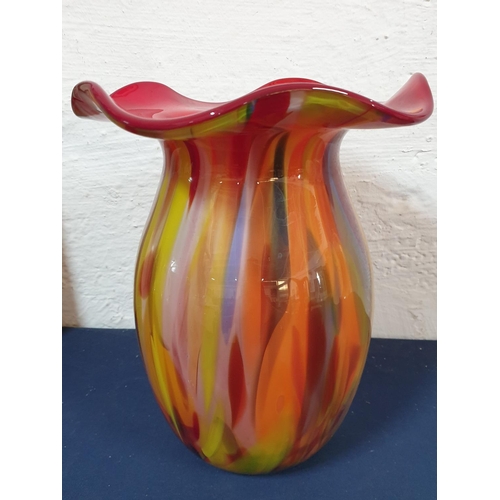 153 - ''Jozefina'' Glass Vase with Colorful Melange (H:31.5cm) from Krosno Made in Poland.