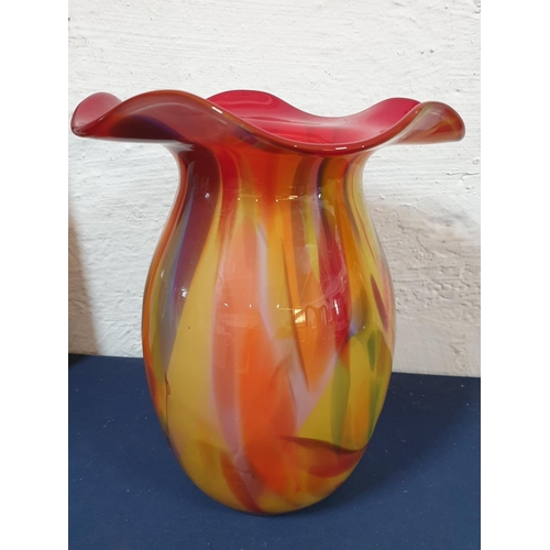 153 - ''Jozefina'' Glass Vase with Colorful Melange (H:31.5cm) from Krosno Made in Poland.