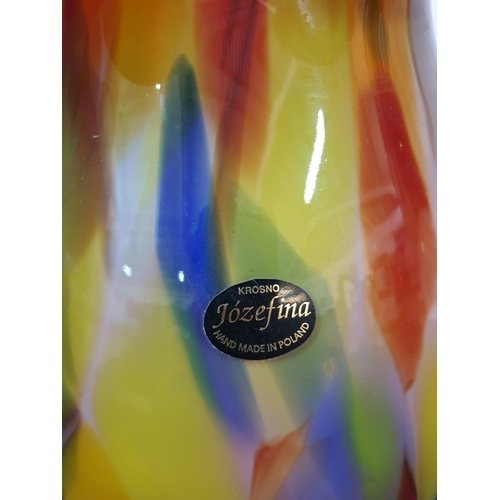 153 - ''Jozefina'' Glass Vase with Colorful Melange (H:31.5cm) from Krosno Made in Poland.