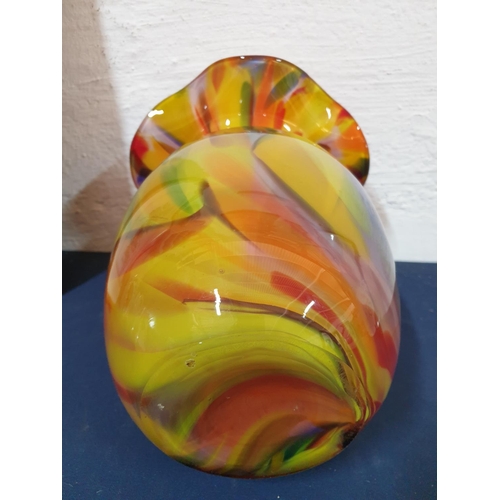 153 - ''Jozefina'' Glass Vase with Colorful Melange (H:31.5cm) from Krosno Made in Poland.