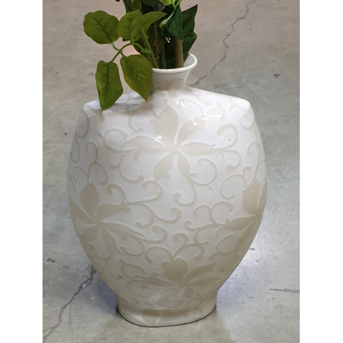 247 - White Decorative Large Vase with Fancy Bouquet (H:42cm)