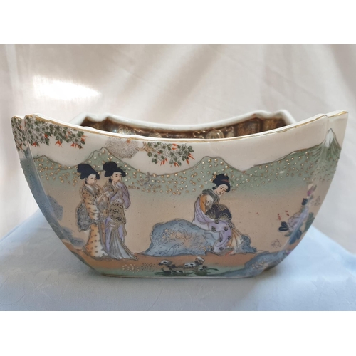 248 - Satsuma Style Large Hand Painted Square Bowl (24 x 24 x 12cm)