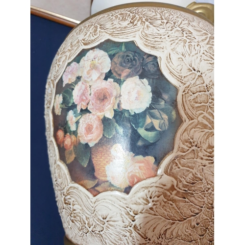 374 - Large Decorative Vase with Floral Pattern (H:38.5cm) Together with Decorative Ceramic Bowl (Ø19.5c x... 