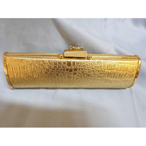 390 - Gold with Decorative with Crystal Clip Clutch Style Bag Evening Ladies Handbag