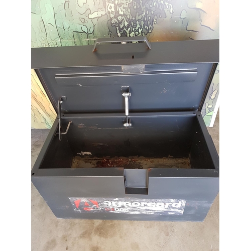 56 - Large Heavy Metal Trunk / Tool Box with Key in the Office (85 x 45 x 46cm)