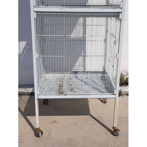 90 - Steel Pointed Top Floor Bird Cage with Wheels (60 x 60 x 166cm)