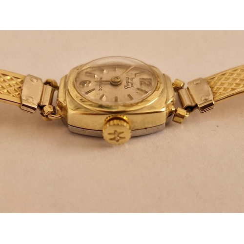 243 - Vintage Ladies 14ct Gold Indus De Luxe Incabloc Ladies Cocktail Watch on Decorative 18ct Gold Bracel... 