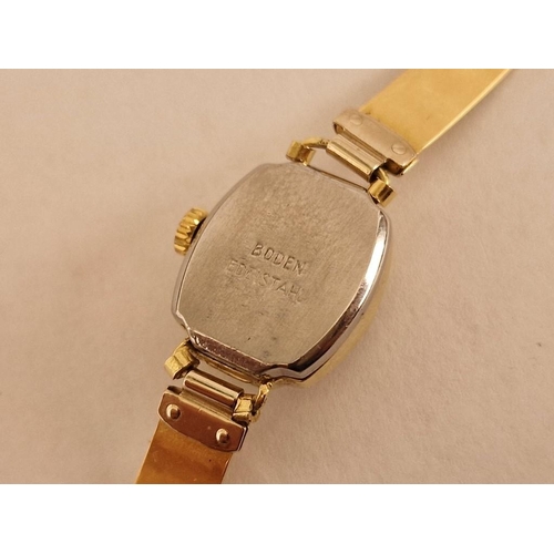 243 - Vintage Ladies 14ct Gold Indus De Luxe Incabloc Ladies Cocktail Watch on Decorative 18ct Gold Bracel... 