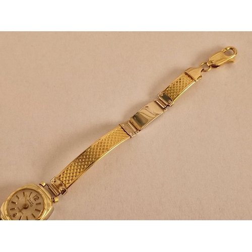 243 - Vintage Ladies 14ct Gold Indus De Luxe Incabloc Ladies Cocktail Watch on Decorative 18ct Gold Bracel... 