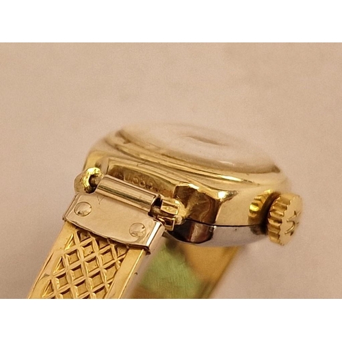 243 - Vintage Ladies 14ct Gold Indus De Luxe Incabloc Ladies Cocktail Watch on Decorative 18ct Gold Bracel... 