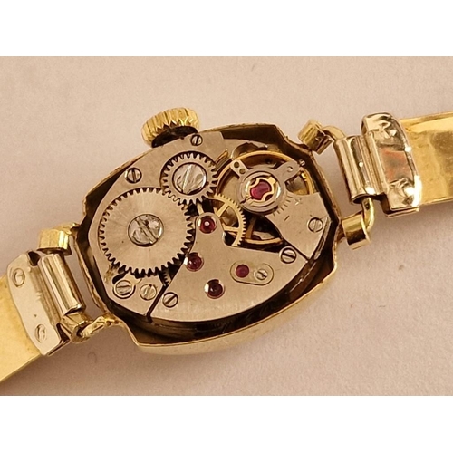 243 - Vintage Ladies 14ct Gold Indus De Luxe Incabloc Ladies Cocktail Watch on Decorative 18ct Gold Bracel... 