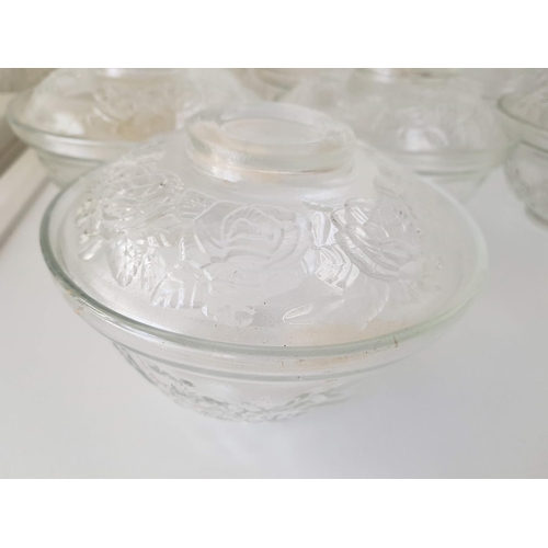 586 - Retro Cut Glass Bon - Bon Bowl / Dish with Lid (Floral Pattern) (12pcs)