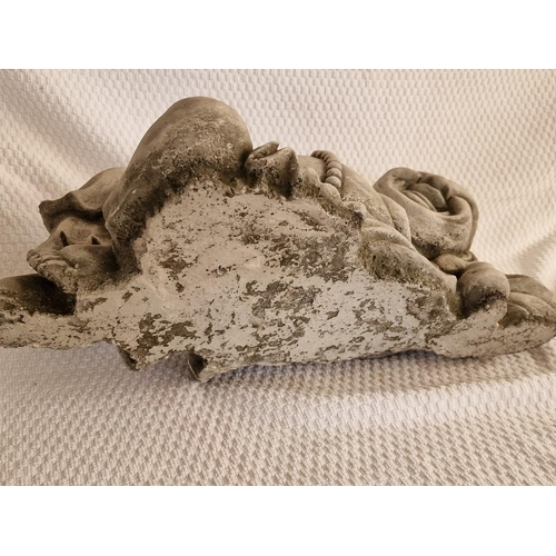 6 - Concrete Garden Statue of Reclining Laughing Statue, (Approx. L: 42cm)