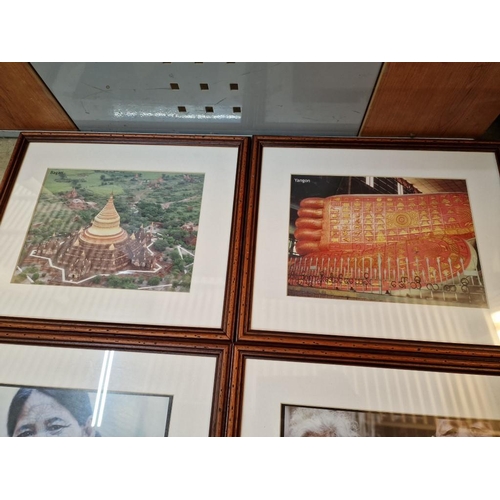 604 - Collection of 12 x Framed Prints / Pictures of Burma (Scenes, Landmarks and People); Wood Frames wit... 