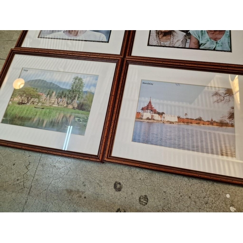 604 - Collection of 12 x Framed Prints / Pictures of Burma (Scenes, Landmarks and People); Wood Frames wit... 