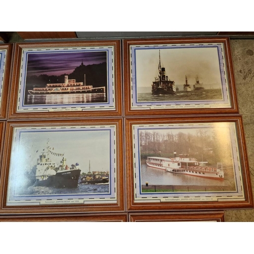 605 - Collection of 12 Framed Pictures / Prints of Early German Boats; Light Wood Frames, (Approx. 21 x 30... 