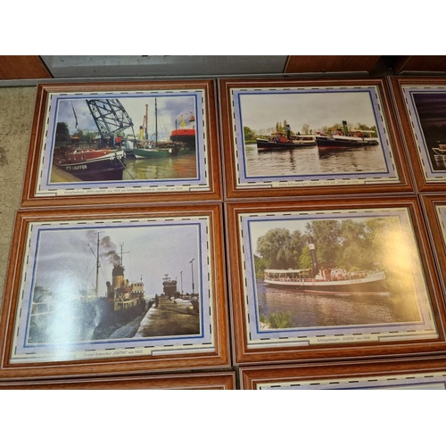 605 - Collection of 12 Framed Pictures / Prints of Early German Boats; Light Wood Frames, (Approx. 21 x 30... 