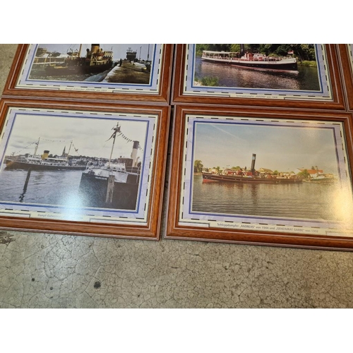 605 - Collection of 12 Framed Pictures / Prints of Early German Boats; Light Wood Frames, (Approx. 21 x 30... 