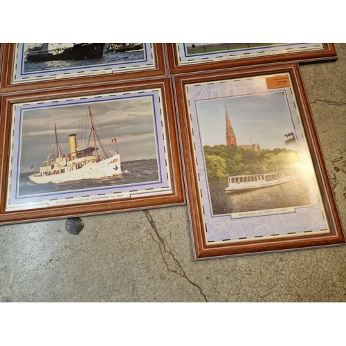 605 - Collection of 12 Framed Pictures / Prints of Early German Boats; Light Wood Frames, (Approx. 21 x 30... 