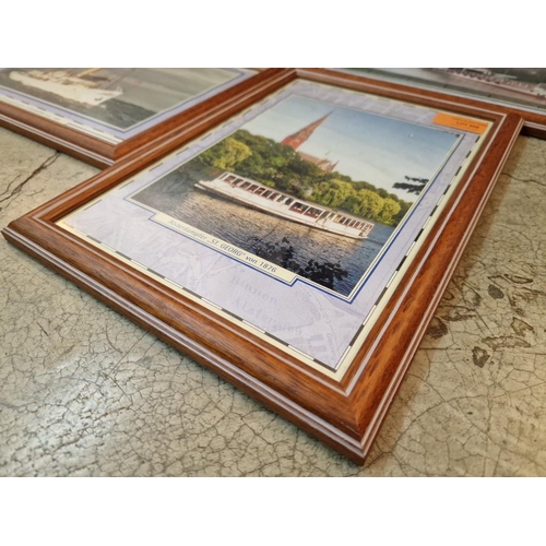 605 - Collection of 12 Framed Pictures / Prints of Early German Boats; Light Wood Frames, (Approx. 21 x 30... 