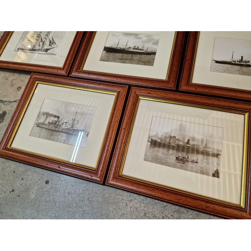 606 - Collection of 13 x Framed Black & White Prints of Boats; Wood Frames with Gold Tone Trim, (Approx. 2... 