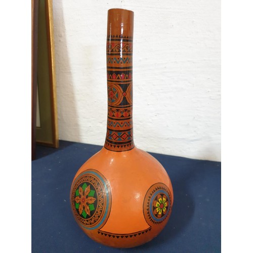 515 - Ethnic Style Hand Made, Hand Painted Decanters, Jewellery Box and Photo Frame