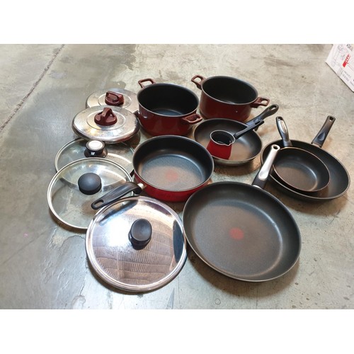 548 - Box of Assorted Cooking Pots, Pans and Lids