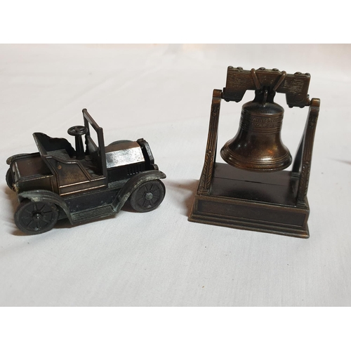 392 - Desktop Items inc; 4 x Novelty Metal Pencil Sharpeners Onyx (?) Clock and Others