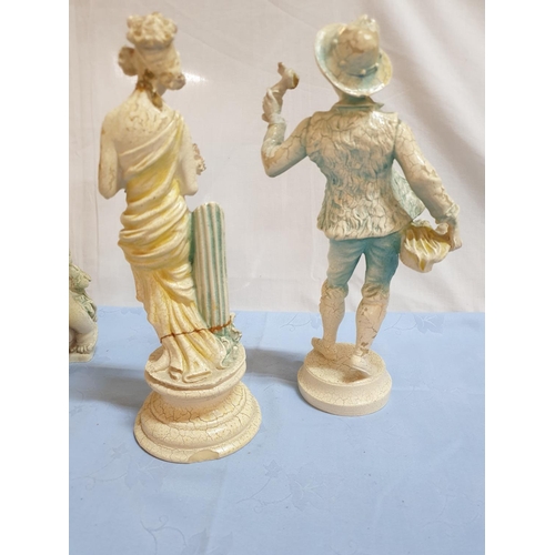 400 - 5 x Classical Style Retro Figurines (L:31cm) Plus Lidded Bowl (5)