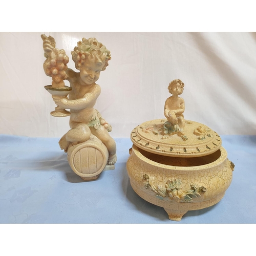 400 - 5 x Classical Style Retro Figurines (L:31cm) Plus Lidded Bowl (5)