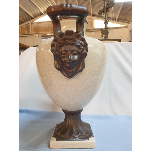 401 - Large Lamp Stand in the Form of Classical Vase, Together with 2 x Matching Black Vases on Base Made ... 