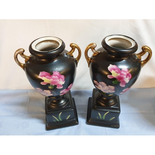 401 - Large Lamp Stand in the Form of Classical Vase, Together with 2 x Matching Black Vases on Base Made ... 