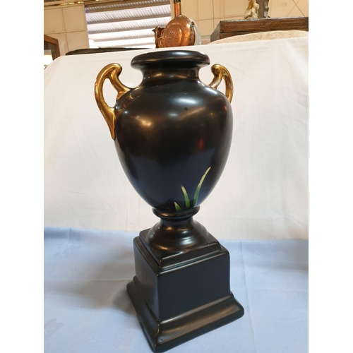 401 - Large Lamp Stand in the Form of Classical Vase, Together with 2 x Matching Black Vases on Base Made ... 