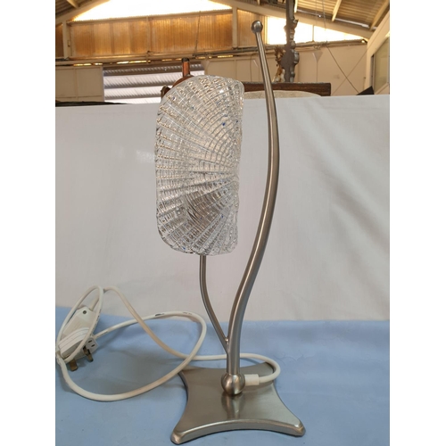 403 - Funky Retro Metal Lamp with Glass Shade Together with 2 x White Metal Retro Dishes