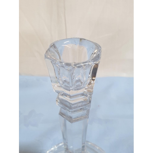 409 - 2 x Matching Glass Candlesticks (H:21cm)