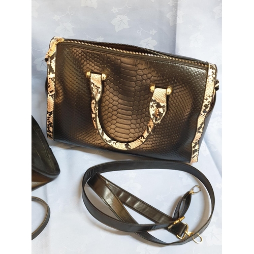 627 - 2 x Black and Beige Ladies Handbags