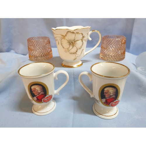 629 - Assorted Home Collection; Various Mugs, Pair Matching Candle Holders and Large Trinket Box (10pcs)