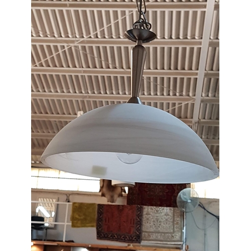 630 - 2 x Hanging Lights (Matt Glass Lamp Shades with White and Ivory, White Metal and Brass), (Un-Tested)