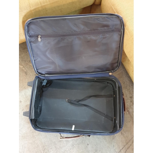 637 - Black and Navy Blue Small Suitcases on Wheels and with Removable Handle (A/F)